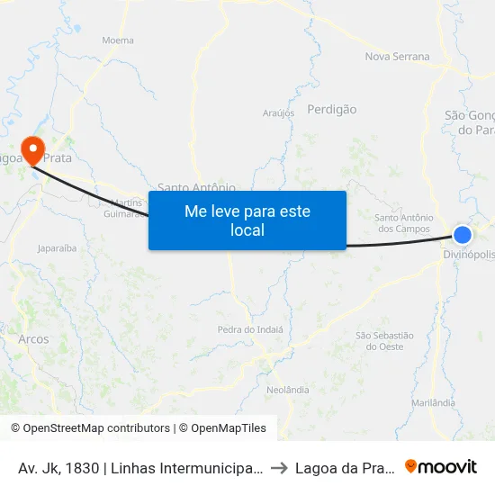 Av. Jk, 1830 | Linhas Intermunicipais to Lagoa da Prata map