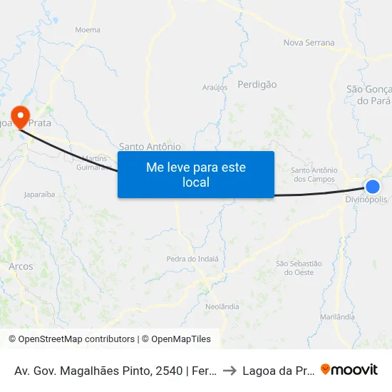 Av. Gov. Magalhães Pinto, 2540 | Ferroeste to Lagoa da Prata map