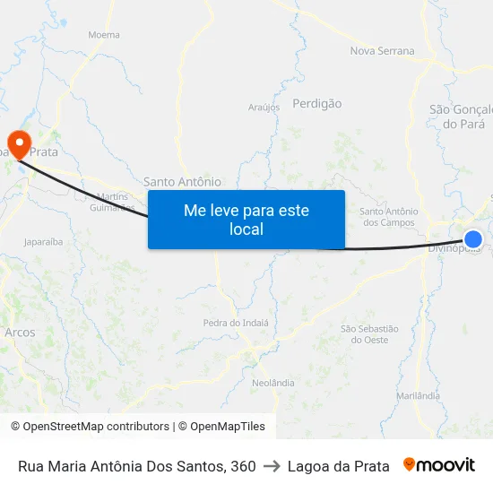 Rua Maria Antônia Dos Santos, 360 to Lagoa da Prata map