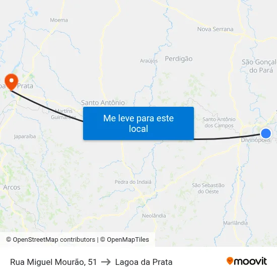 Rua Miguel Mourão, 51 to Lagoa da Prata map