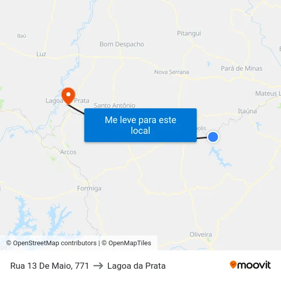 Rua 13 De Maio, 771 to Lagoa da Prata map