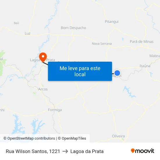 Rua Wilson Santos, 1221 to Lagoa da Prata map