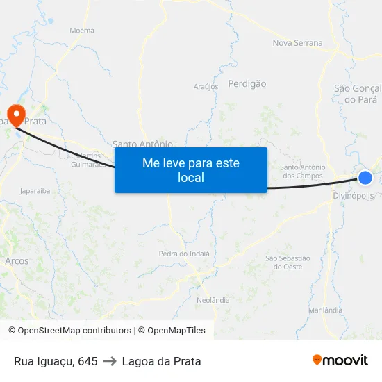 Rua Iguaçu, 645 to Lagoa da Prata map
