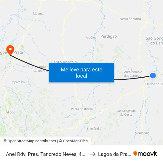 Anel Rdv. Pres. Tancredo Neves, 4300 to Lagoa da Prata map