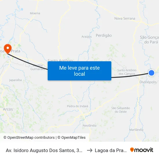 Av. Isidoro Augusto Dos Santos, 371 to Lagoa da Prata map