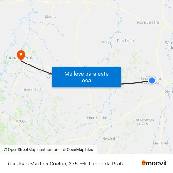 Rua João Martins Coelho, 376 to Lagoa da Prata map