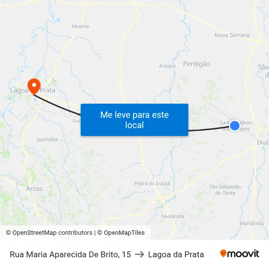 Rua Maria Aparecida De Brito, 15 to Lagoa da Prata map