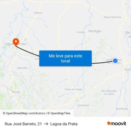 Rua José Barreto, 21 to Lagoa da Prata map