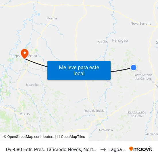 Dvl-080 Estr. Pres. Tancredo Neves, Norte | Praça Da Estação - Djalma Dutra to Lagoa da Prata map
