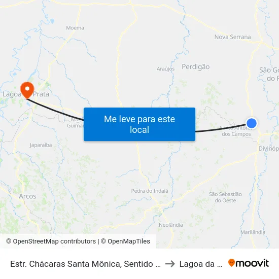 Estr. Chácaras Santa Mônica, Sentido Cachoeirinha to Lagoa da Prata map