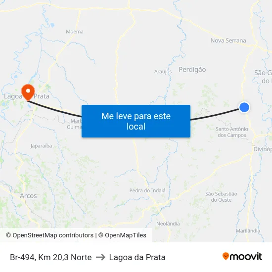 Br-494, Km 20,3 Norte to Lagoa da Prata map
