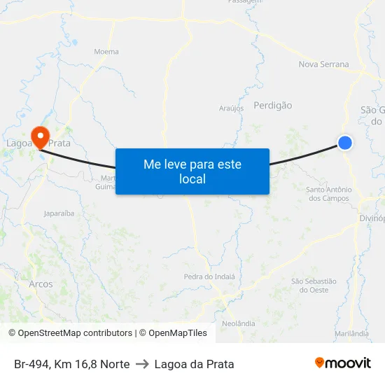 Br-494, Km 16,8 Norte to Lagoa da Prata map