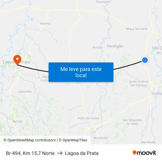 Br-494, Km 15,7 Norte to Lagoa da Prata map