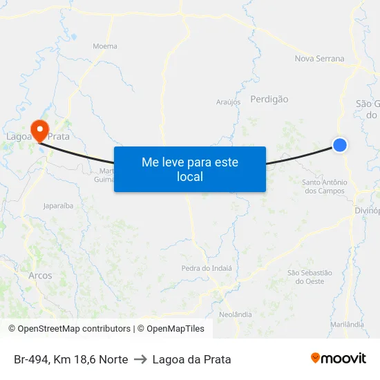 Br-494, Km 18,6 Norte to Lagoa da Prata map