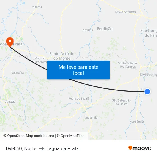 Dvl-050, Norte to Lagoa da Prata map