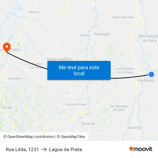 Rua Lêda, 1231 to Lagoa da Prata map