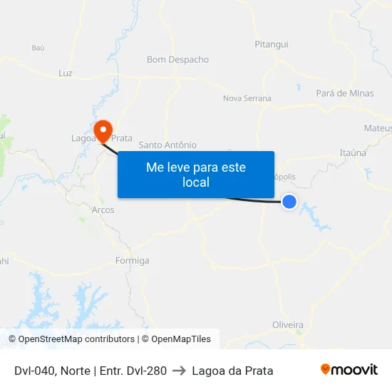 Dvl-040, Norte | Entr. Dvl-280 to Lagoa da Prata map