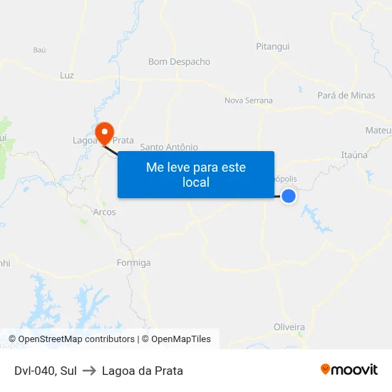 Dvl-040, Sul to Lagoa da Prata map