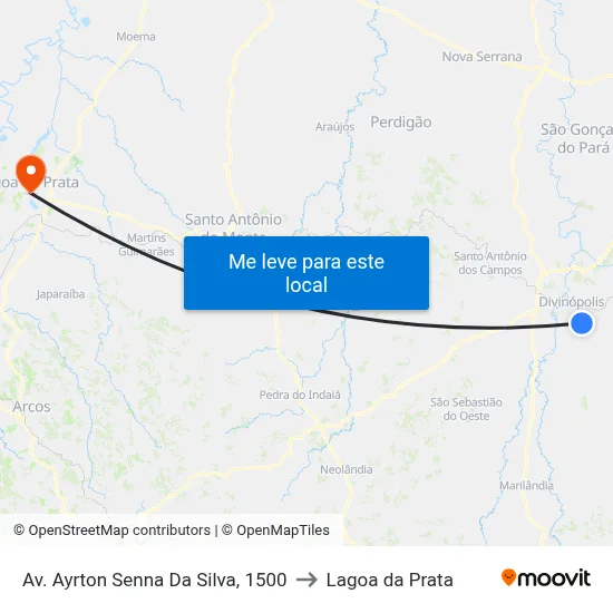 Av. Ayrton Senna Da Silva, 1500 to Lagoa da Prata map