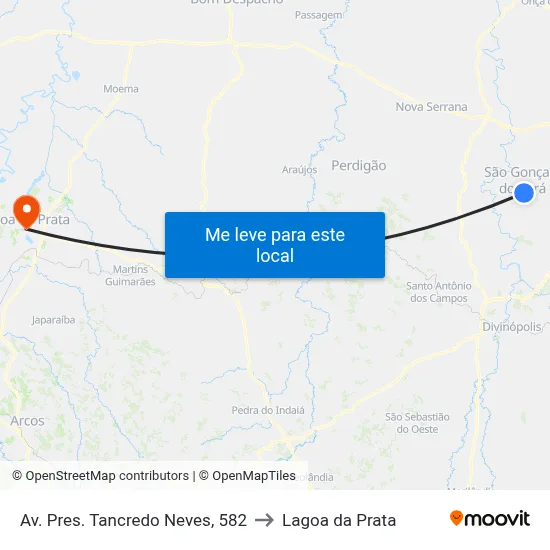 Av. Pres. Tancredo Neves, 582 to Lagoa da Prata map