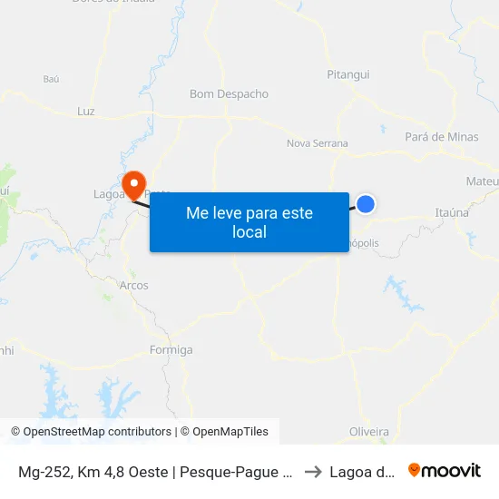 Mg-252, Km 4,8 Oeste | Pesque-Pague Recanto Do Sossego to Lagoa da Prata map