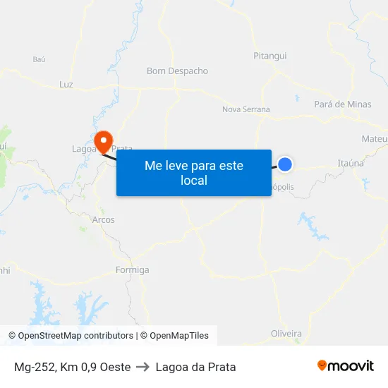 Mg-252, Km 0,9 Oeste to Lagoa da Prata map