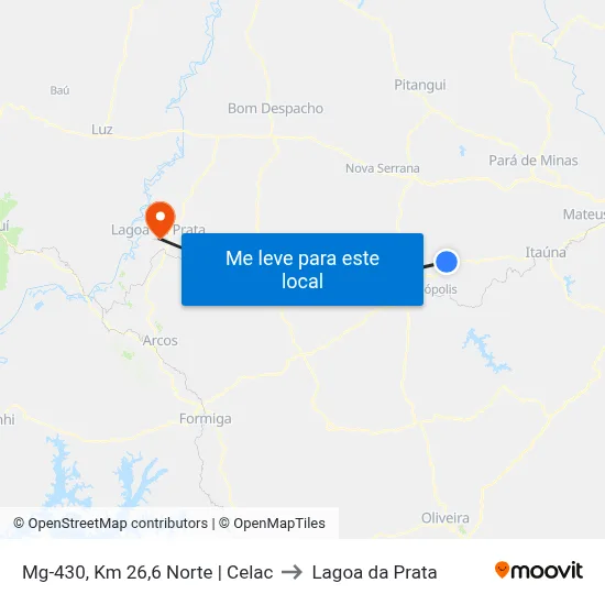 Mg-430, Km 26,6 Norte | Celac to Lagoa da Prata map