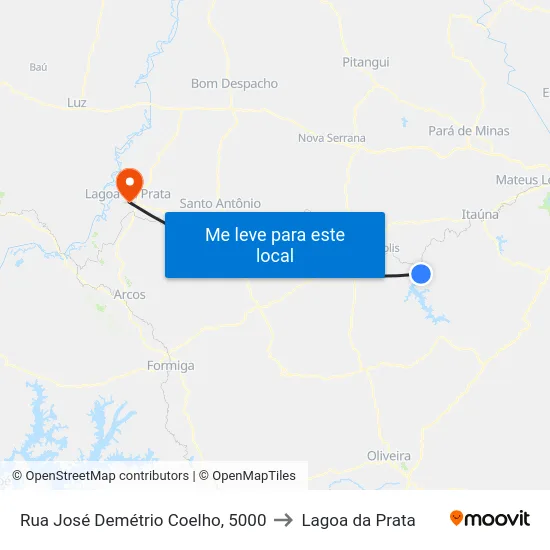 Rua José Demétrio Coelho, 5000 to Lagoa da Prata map