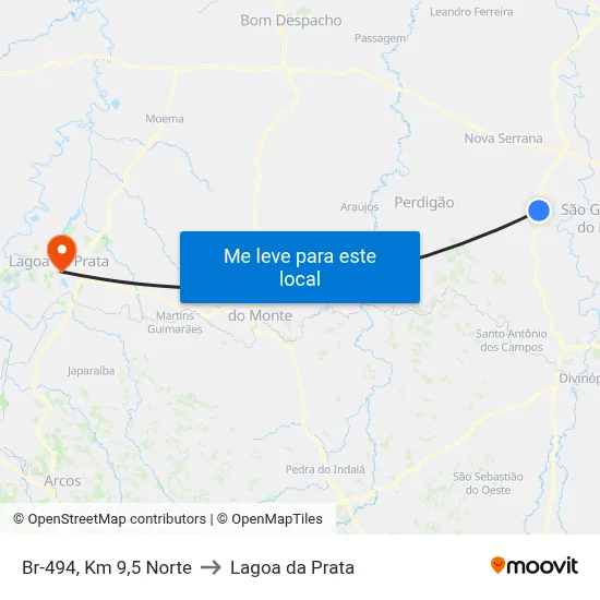 Br-494, Km 9,5 Norte to Lagoa da Prata map