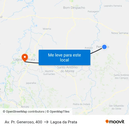 Av. Pr. Generoso, 400 to Lagoa da Prata map