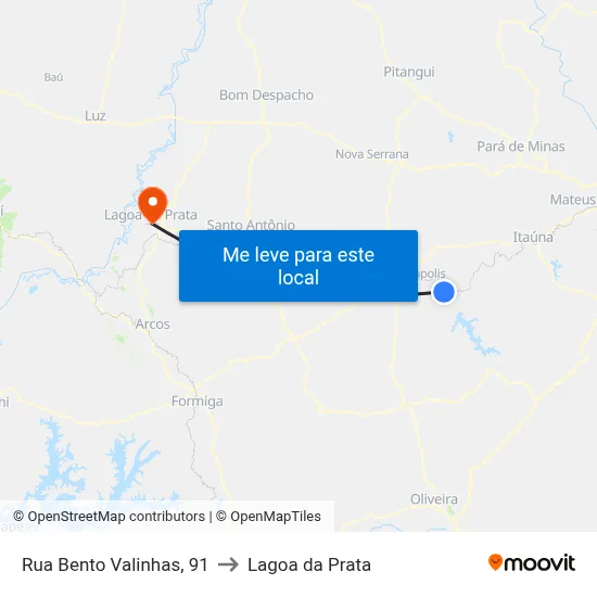 Rua Bento Valinhas, 91 to Lagoa da Prata map