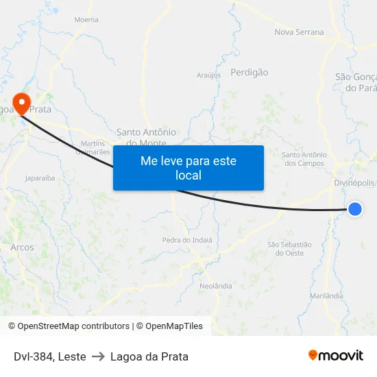 Dvl-384, Leste to Lagoa da Prata map