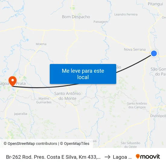 Br-262 Rod. Pres. Costa E Silva, Km 433,9 Oeste | Mr Brasil Embalagens to Lagoa da Prata map