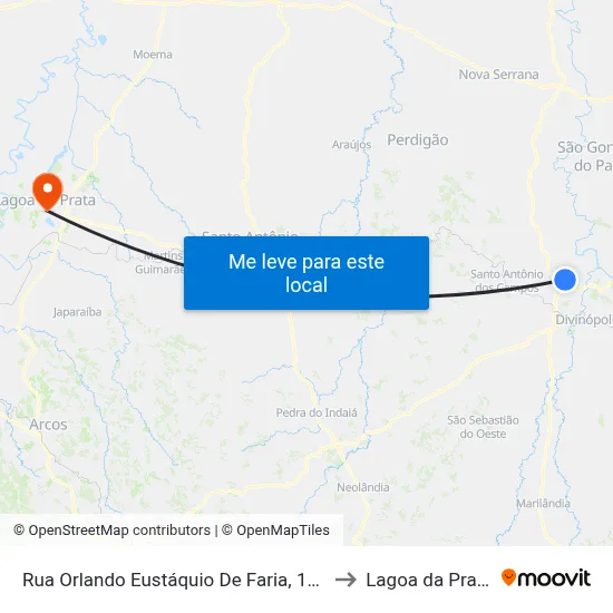 Rua Orlando Eustáquio De Faria, 120 to Lagoa da Prata map