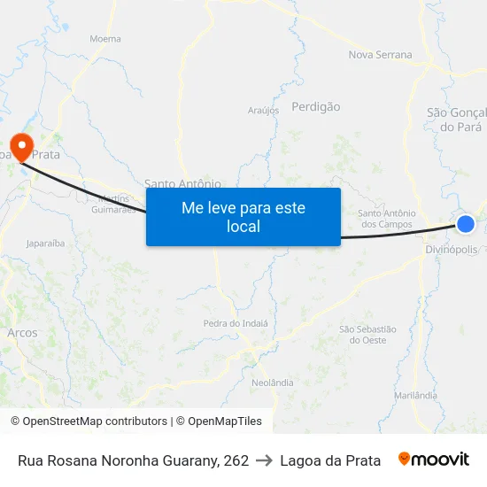 Rua Rosana Noronha Guarany, 262 to Lagoa da Prata map
