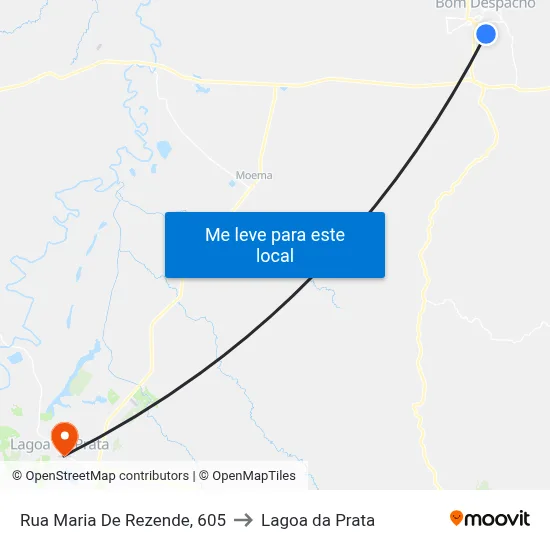 Rua Maria De Rezende, 605 to Lagoa da Prata map