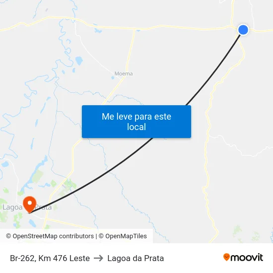 Br-262, Km 476 Leste to Lagoa da Prata map