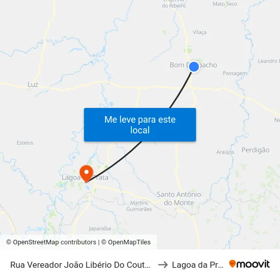 Rua Vereador João Libério Do Couto, 116 to Lagoa da Prata map