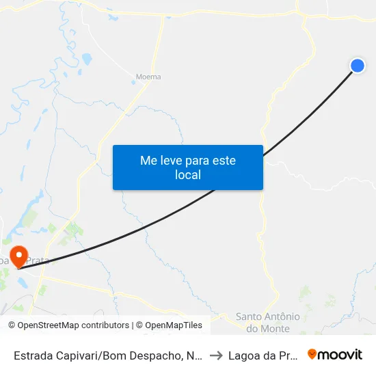 Estrada Capivari/Bom Despacho, Norte to Lagoa da Prata map