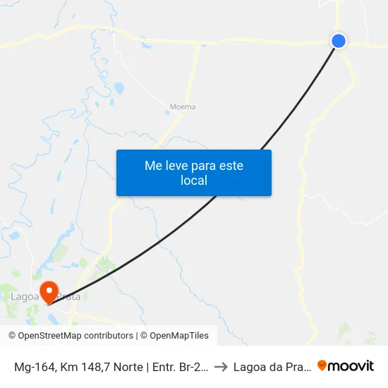 Mg-164, Km 148,7 Norte | Entr. Br-262 to Lagoa da Prata map