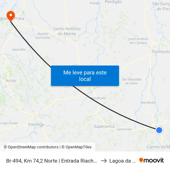 Br-494, Km 74,2 Norte | Entrada Riacho E São Bento to Lagoa da Prata map