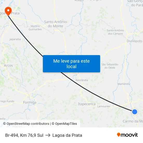 Br-494, Km 76,9 Sul to Lagoa da Prata map