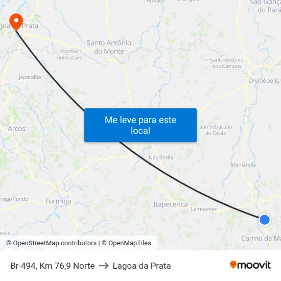 Br-494, Km 76,9 Norte to Lagoa da Prata map