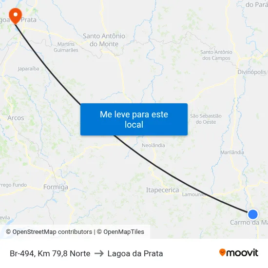 Br-494, Km 79,8 Norte to Lagoa da Prata map