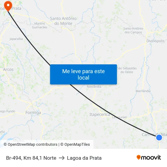 Br-494, Km 84,1 Norte to Lagoa da Prata map