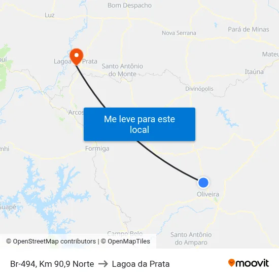 Br-494, Km 90,9 Norte to Lagoa da Prata map