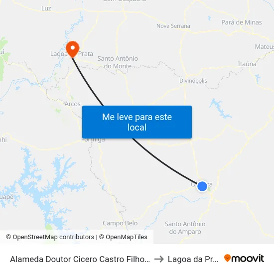 Alameda Doutor Cicero Castro Filho, 460 to Lagoa da Prata map
