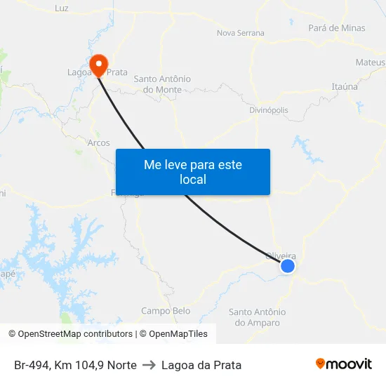 Br-494, Km 104,9 Norte to Lagoa da Prata map