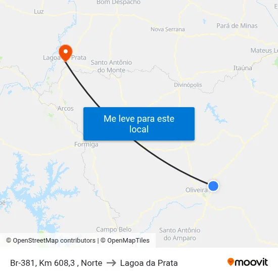 Br-381, Km 608,3 , Norte to Lagoa da Prata map