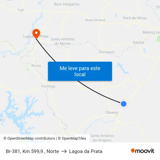 Br-381, Km 599,9 , Norte to Lagoa da Prata map